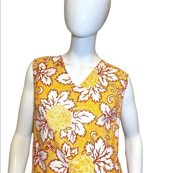 Vintage 70s Floral V Neckline Shift Dress Yellow Medium Women, Vintage Clothes - Picture 9 of 9